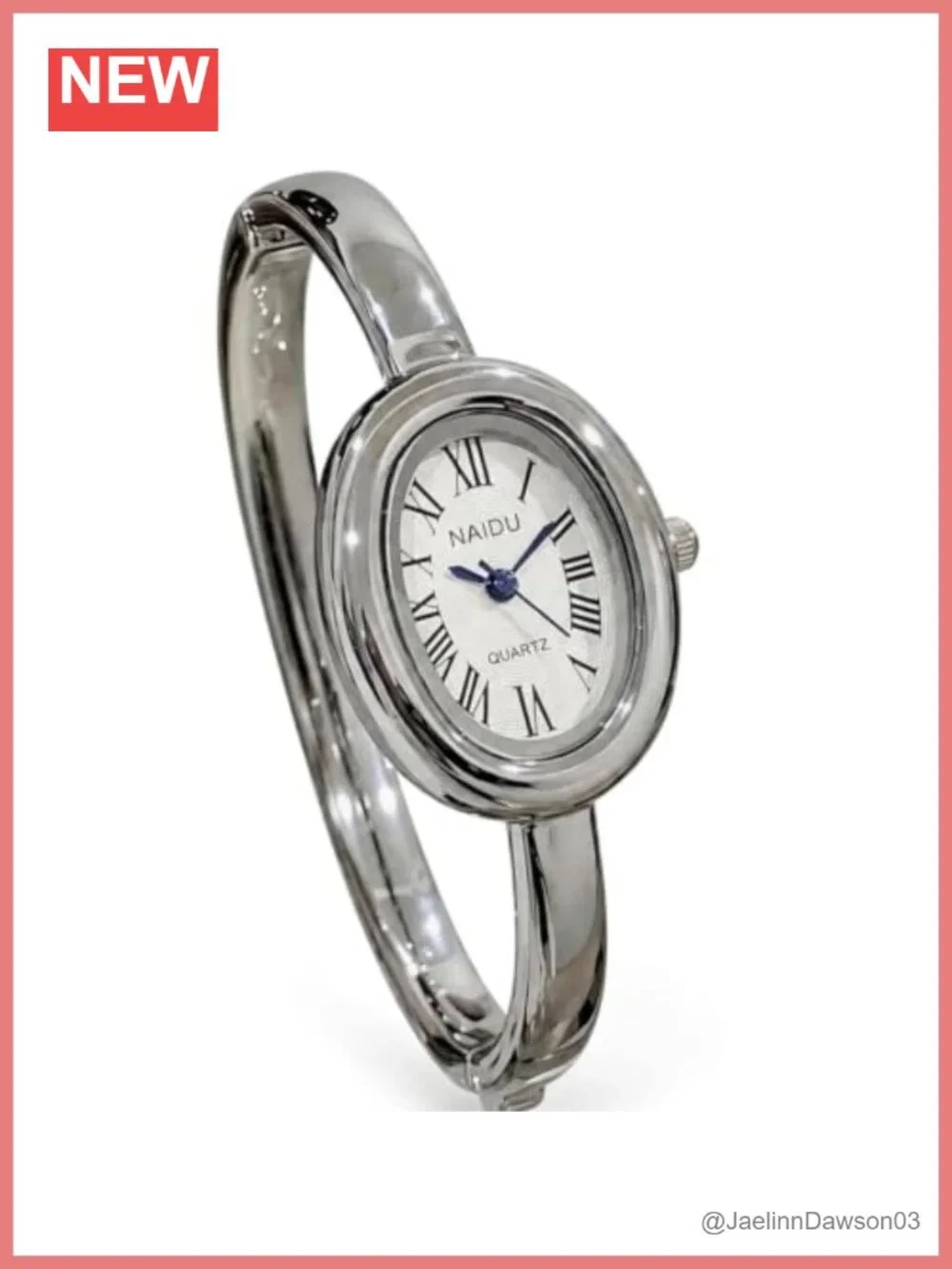 Elegant Gold-Tone Stainless Steel Bangle Watch with Oval Roman Numeral Dial